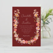 Boho Wilde Bloemen Terracotta Herfst Bruiloft Kaart (Staand voorkant)