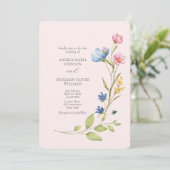 Boho Wilde Bloemen Trouwkaart met QR-code Kaart (Staand voorkant)