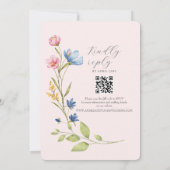 Boho Wilde Bloemen Trouwkaart met QR-code Kaart (Achterkant)