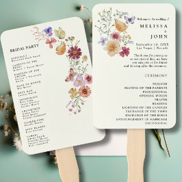 Boho Wilde Bloemen Trouwprogramma Handventilator Handwaaier