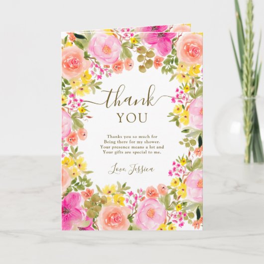 Boho wilde bloemen tuin foto vrijgezellenfeest bedankkaart (Voorkant)