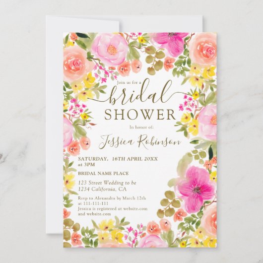 Boho wilde bloemen tuin foto vrijgezellenfeest kaart (Voorkant)