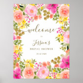 Boho wilde bloemen tuin vrijgezellenfeest welkom poster (Voorkant)