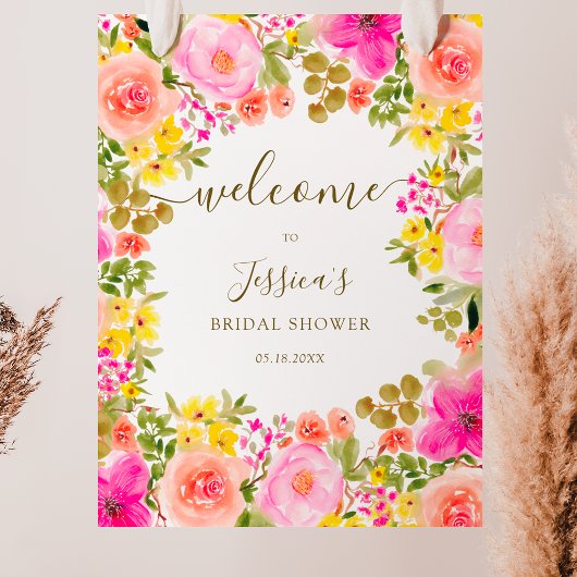 Boho wilde bloemen tuin vrijgezellenfeest welkom poster