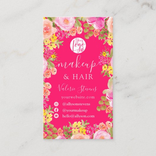 Boho wilde bloemen tuin waterverf make-up haar visitekaartje (Voorkant)