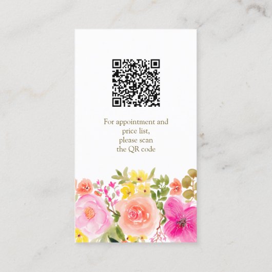 Boho wilde bloemen tuin waterverf make-up haar visitekaartje (Achterkant)