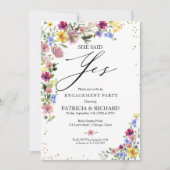 Boho Wilde Bloemen Verlovingsfeest Kaart (Voorkant)