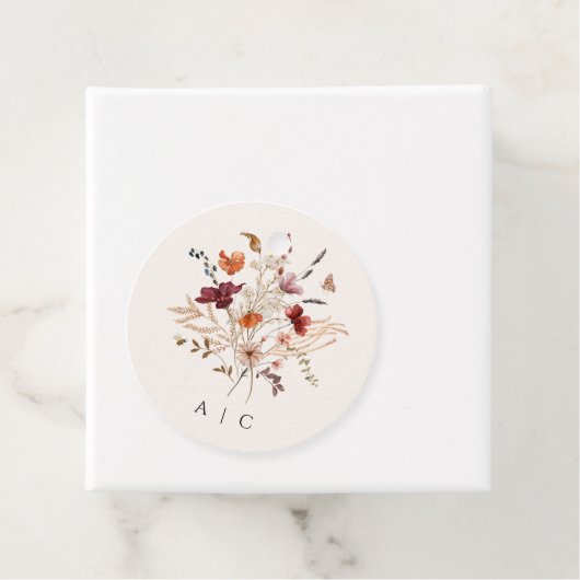 Boho Wilde Bloemen Vintage Herfst Bruiloft Bedankjes Labels (In situ)