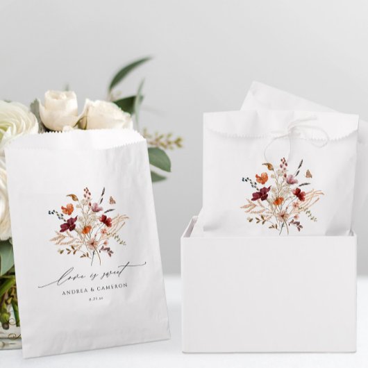 Boho Wilde Bloemen Vintage Herfst Bruiloft Bedankzakje