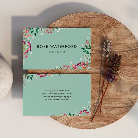 Boho Wilde Bloemen Visitekaartje