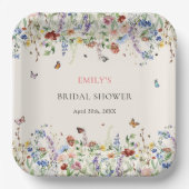 Boho Wilde Bloemen Vlinders Bruidsmeisjesfeest Papieren Bordje (Voorkant)