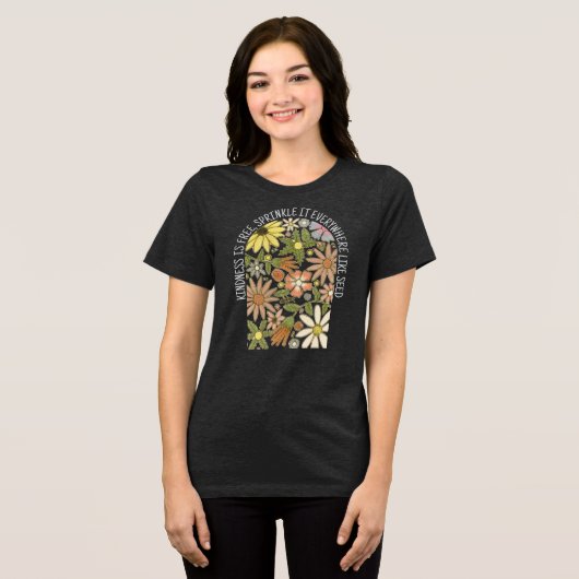 Boho Wilde Bloemen Vriendelijkheid is gratis lente Tri-Blend Shirt (Voorkant volledig)