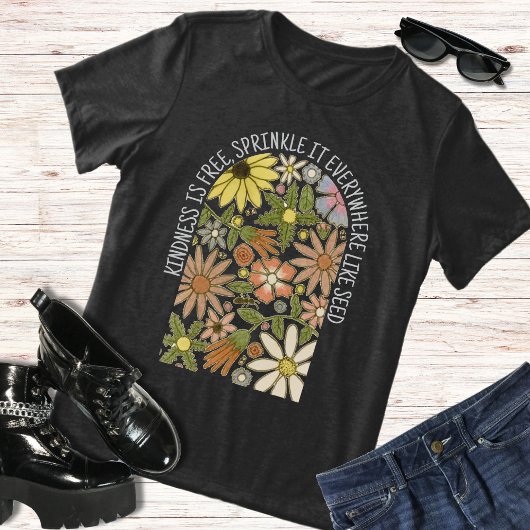 Boho Wilde Bloemen Vriendelijkheid is gratis lente Tri-Blend Shirt