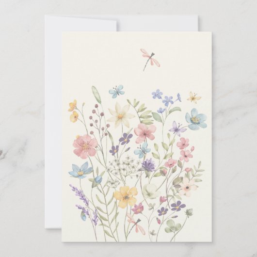 Boho wilde bloemen waterverf bloementuin bruiloft kaart (Achterkant)