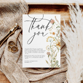 Boho Wilde Bloemen Waterverf Minimalistische Bruid Bedankkaart