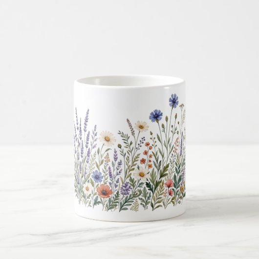 Boho Wilde Bloemen Waterverf Mok (Center)