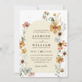 Boho Wilde Bloemen Weide Boog Chic QR Code Trouwen Kaart (Voorkant)