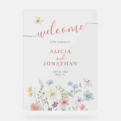 Boho wilde bloemen welkom huwelijksfeest acryl bord (Voorkant)