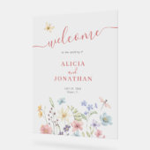 Boho wilde bloemen welkom huwelijksfeest acryl bord (Hoek)