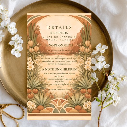 Boho Wilde Bloemen Woestijn Bruiloft RSVP Kaartje