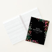Boho Wilde Bloemen - Zwart - Naam Notitieboek (Binnen)