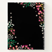 Boho Wilde Bloemen - Zwart - Naam Notitieboek (Achterkant)