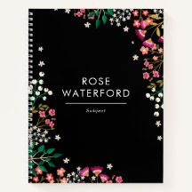 Boho Wilde Bloemen - Zwart - Naam