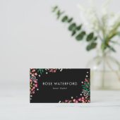 Boho Wilde Bloemen - Zwart Visitekaartje (Staand voorkant)