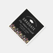 Boho Wilde Bloemen Zwarte Afstudeerfeest Servet (Hoek)