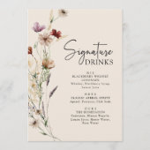 Boho Wilde Bloemendranken Bruiloft Menu (Voorkant)