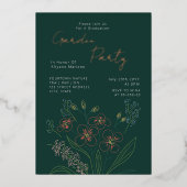 Boho Wilde Bloementuin Afstudeerfeest Folie Uitnodiging (Voorkant)