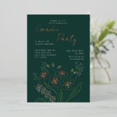Boho Wilde Bloementuin Afstudeerfeest Folie Uitnodiging (Staand Voorkant)