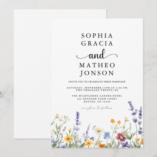 Boho Wilde Bloementuin Elegant Wilde Bloemen Save The Date (Voorkant / Achterkant)