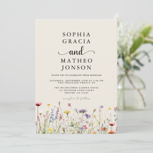 Boho Wilde Bloementuin Elegante Wilde Bloem Save The Date (Staand voorkant)