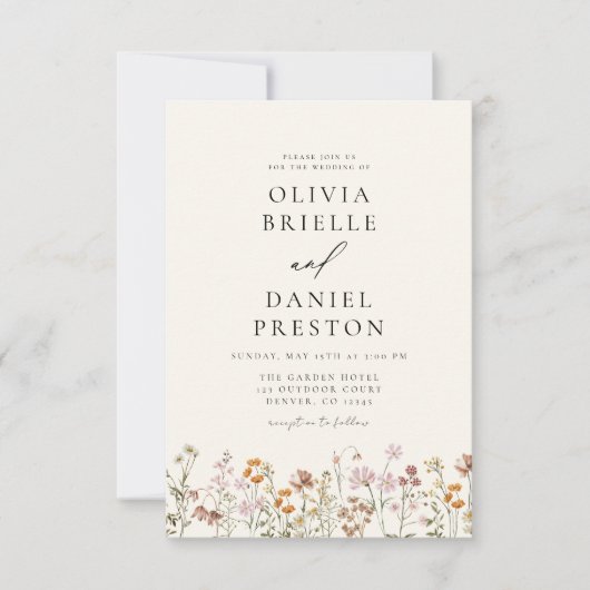 Boho Wilde Bloementuin Trouwdag Kaart (Voorkant)