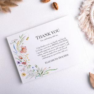 Boho Wilde Bloemenweide Bruidsdouche Bedankkaart
