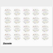 Boho Wilde Bloemenweide Bruidsfeesticker Ronde Sticker (Vel)