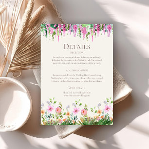 Boho Wilde Bloemenweide en Acacia Trouwdetails Kaart