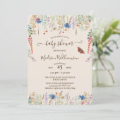 Boho wilde bloemenweide & vlinder baby shower kaart (Staand voorkant)