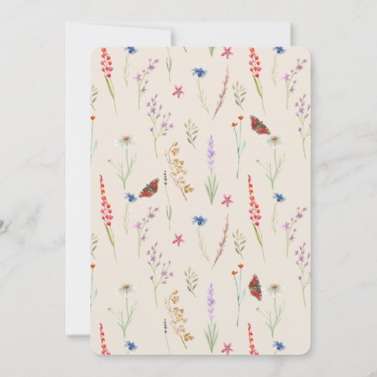 Boho wilde bloemenweide & vlinder baby shower kaart (Achterkant)