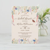 Boho wilde bloemenweide & vlinder uitnodiging (Staand voorkant)