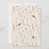 Boho wilde bloemenweide & vlinder uitnodiging (Achterkant)