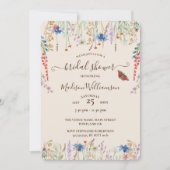 Boho wilde bloemenweide & vlinder uitnodiging (Voorkant)
