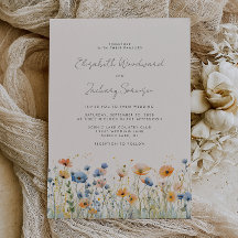 Boho Wilde Bloemgrens Oranje Blauwe Bruiloft