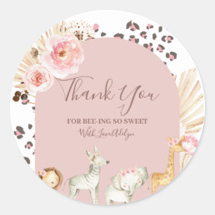 Boho Wilde Dieren Bedankt voor uw aanwezigheid Kla Ronde Sticker
