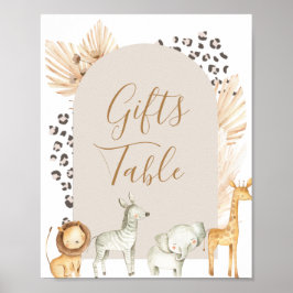 Boho Wilde Dieren Floral Gifts Table Poster