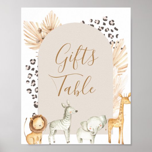Boho Wilde Dieren Floral Gifts Table Poster (Voorkant)