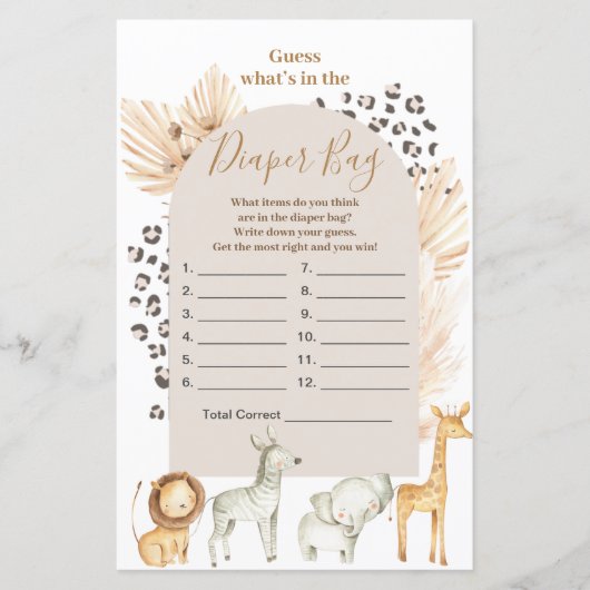 Boho Wilde Dieren raden wat er in de luierzak zit (Voorkant)