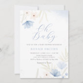 Boho Wilde Waterverf Floral Girl Baby shower Kaart (Voorkant)