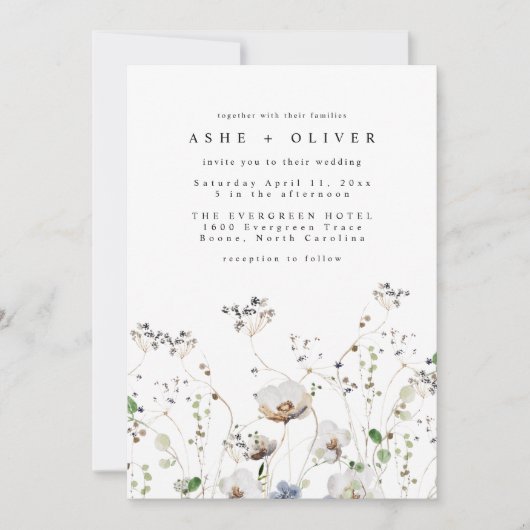 Boho Wildebloem Bruiloftsinvitaties Kaart (Voorkant)